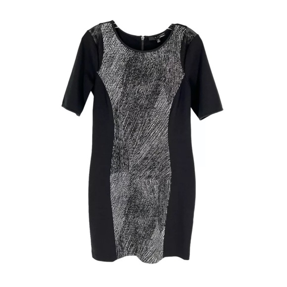 Elie Tahari Dress Womens Size 8 Black Sheath Ponte Knit Mesh Inserts Classic - Picture 1 of 9